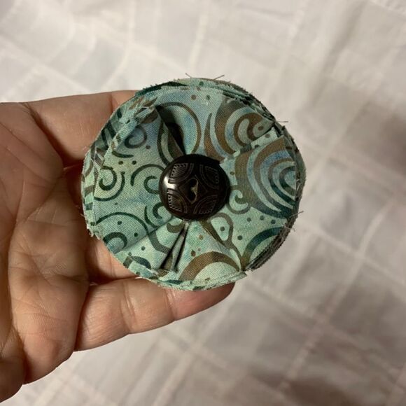 Handmade Infant Headband Brown Band Green & Gold Flower Center Size Newborn B296 - Picture 5 of 9